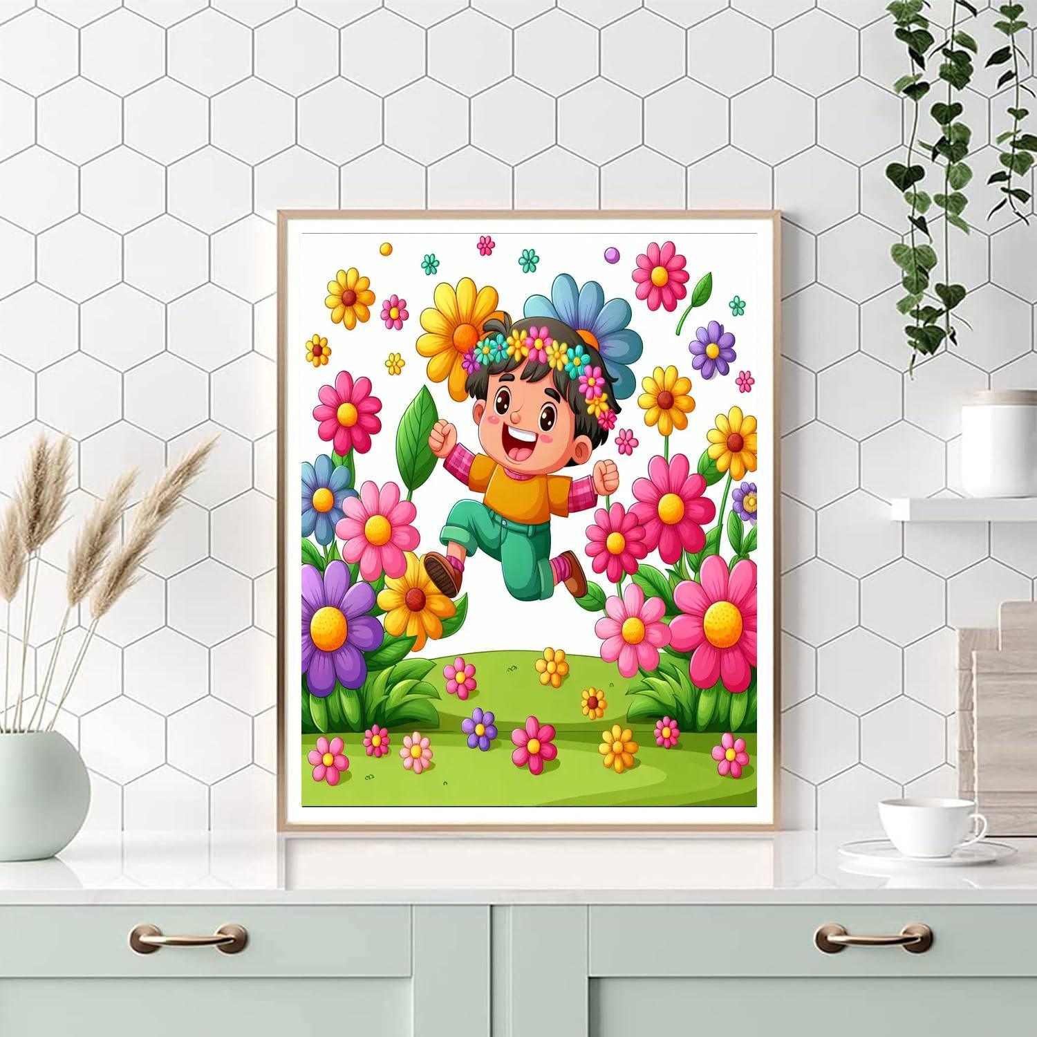 Bouncy Flower Child DIY Paint By Numbers