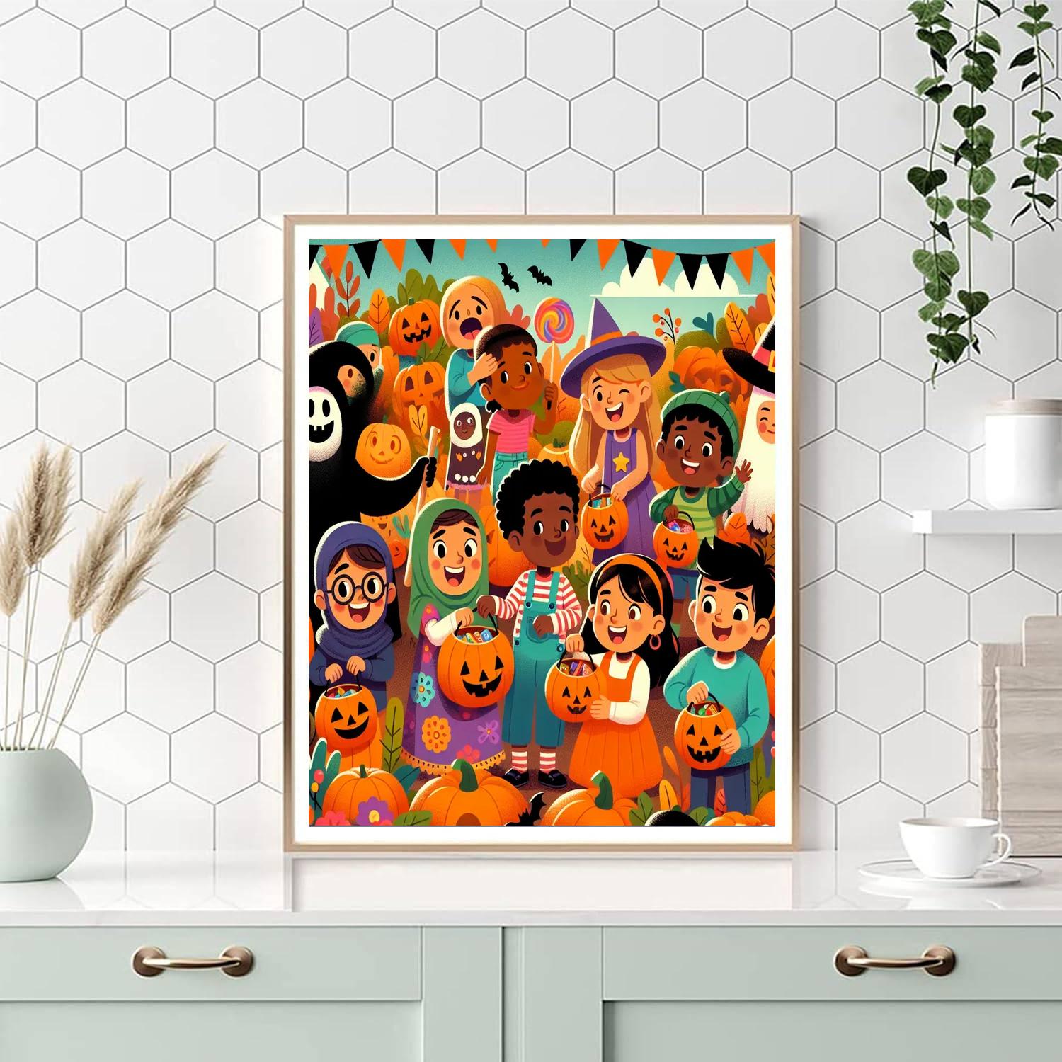 Jubilant Halloween Celebration Painting By Numbers Kit