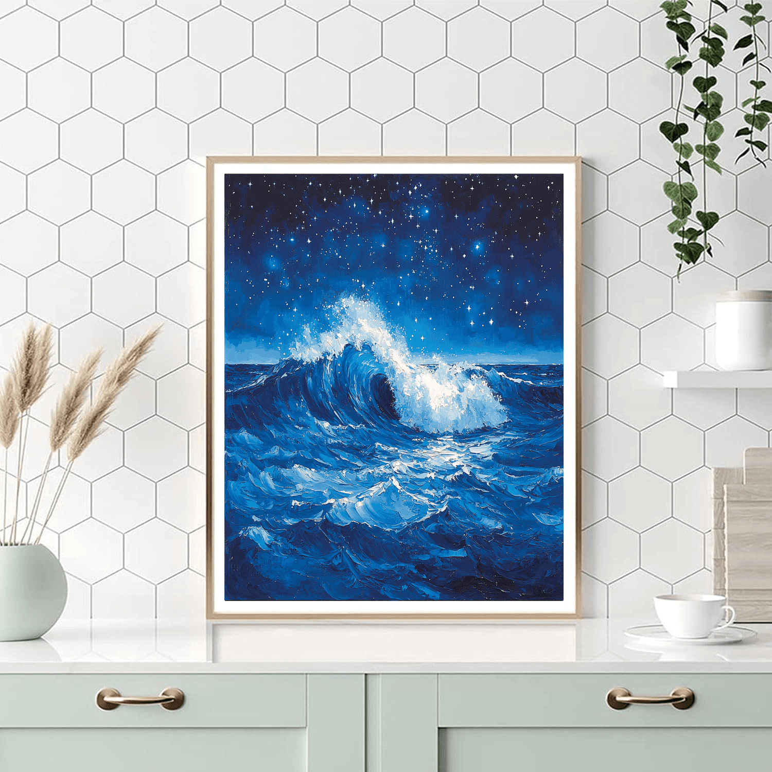 Katsushika Hokusai Inspired Hokusai's Celestial Wave  Paint By Numbers Art