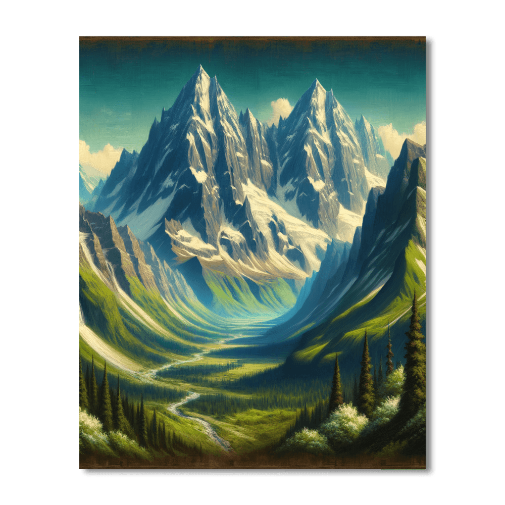 Cerulean Mountain Escape Painting By Numbers Kit