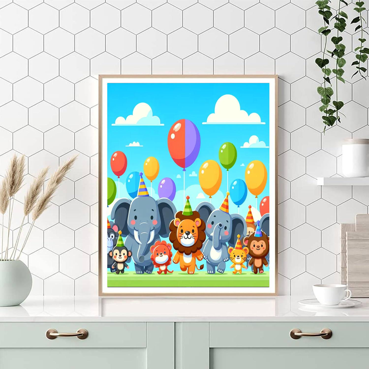 Lively Parade Of Animals Paint By Numbers Art