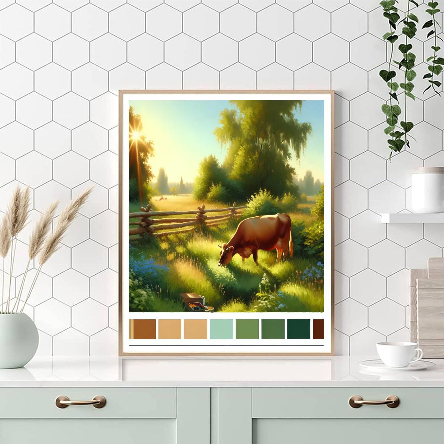 Cow's Pastoral Serenity Number Painting