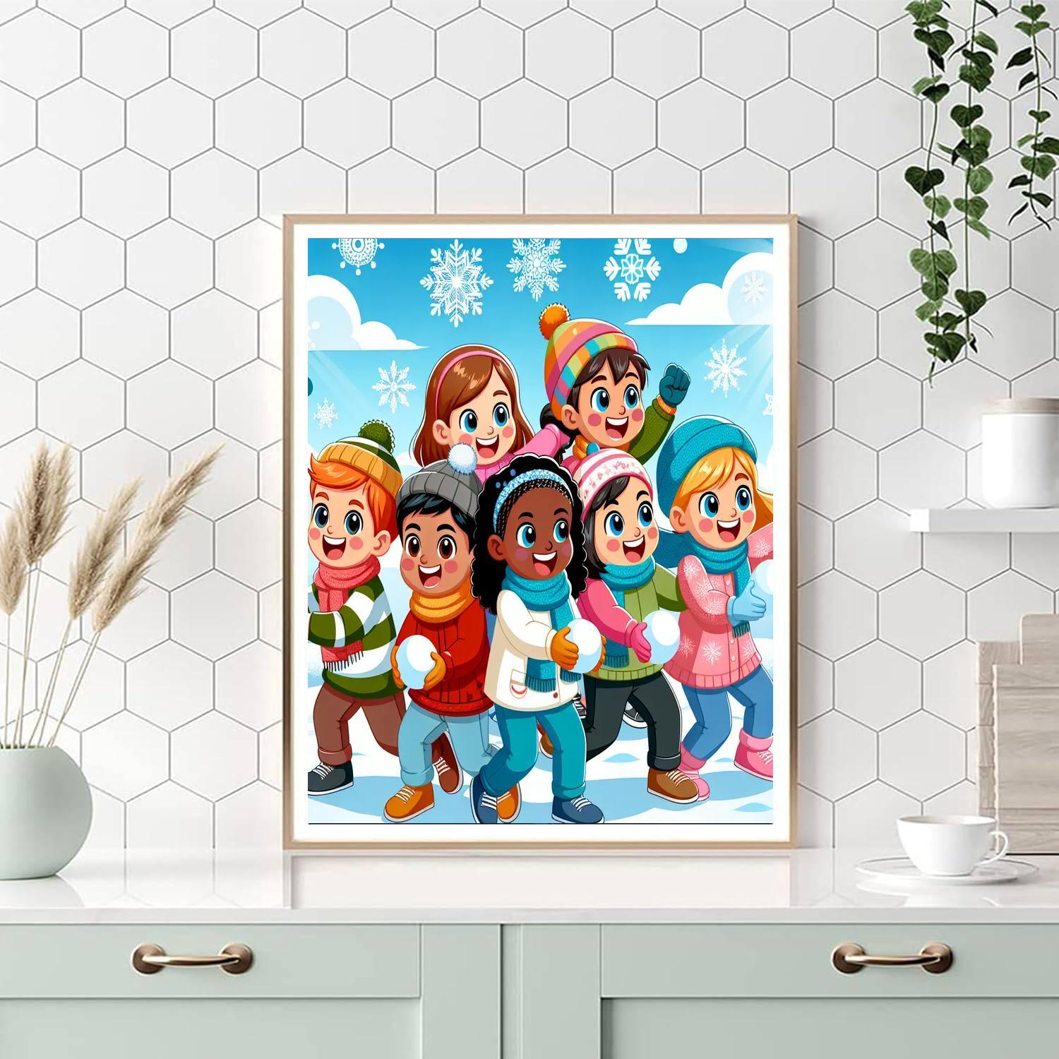 Silly Snowball Fight Number Painting