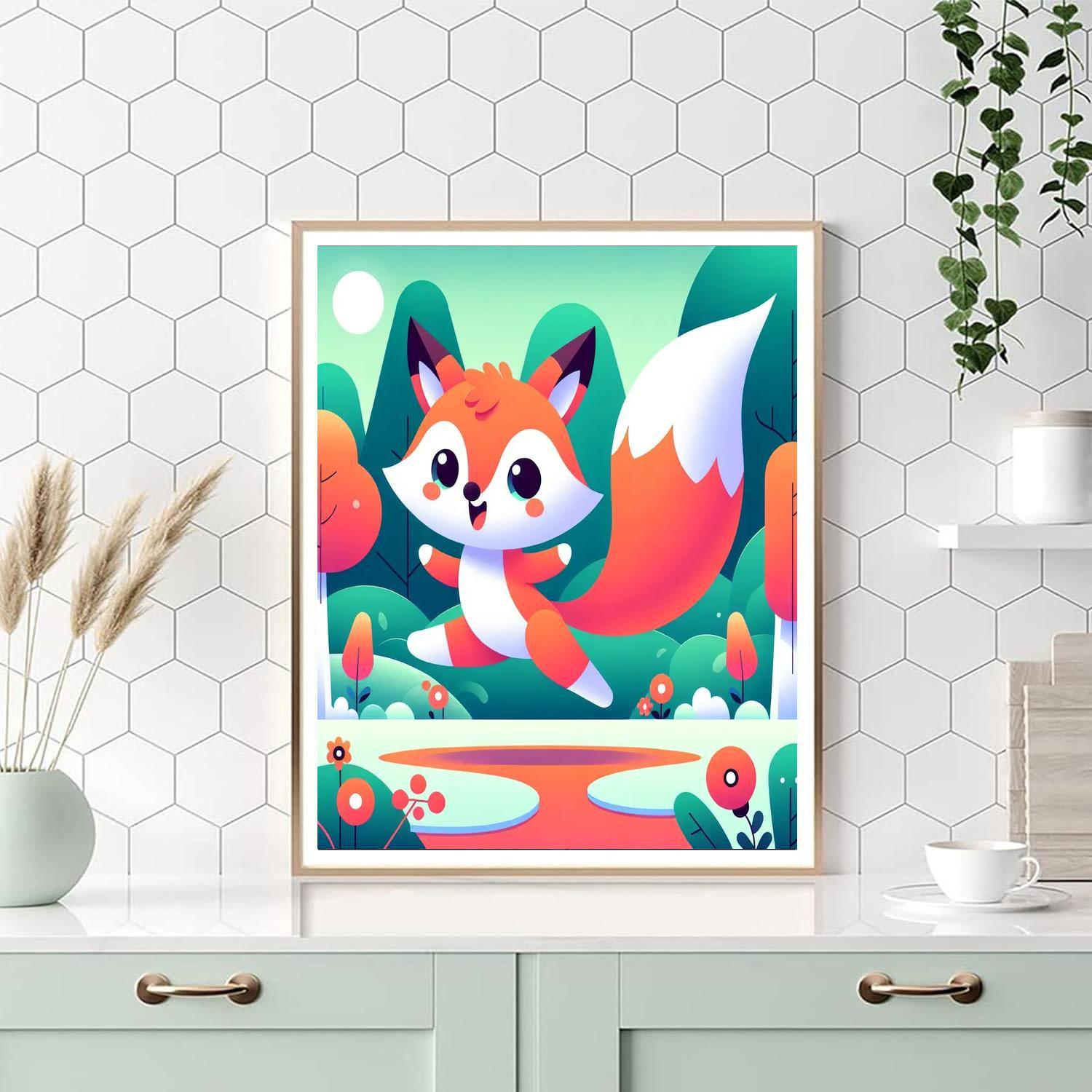 Playful Fox Tails Number Painting