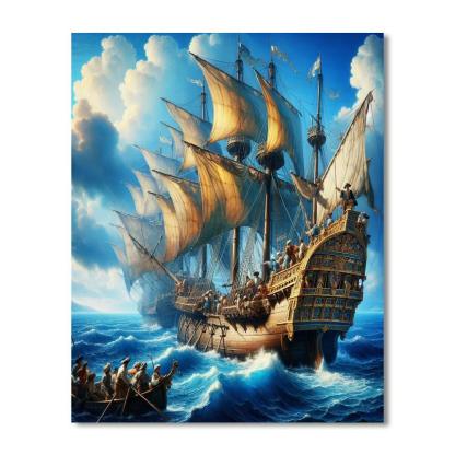 Historic Maritime Expedition Number Painting