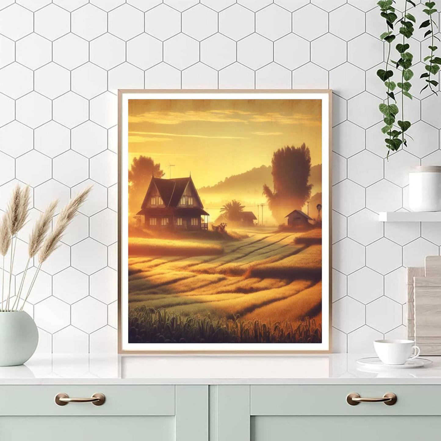 Rural Farmhouse Sunrise DIY Paint By Numbers