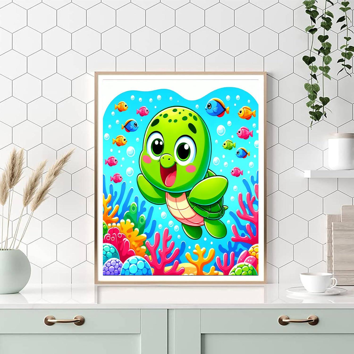 Excited Baby Turtle DIY Paint By Numbers