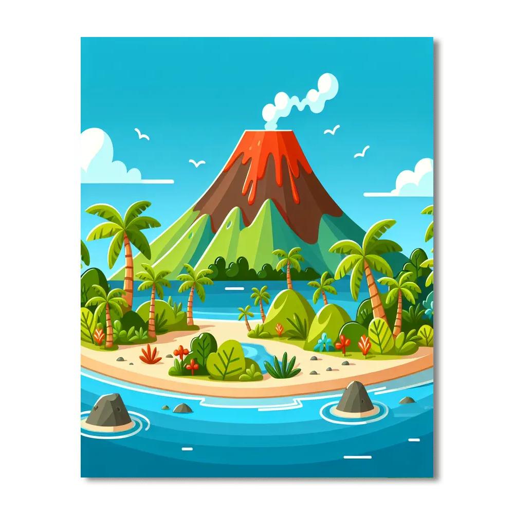 Epic Volcano Island Painting Number Kit
