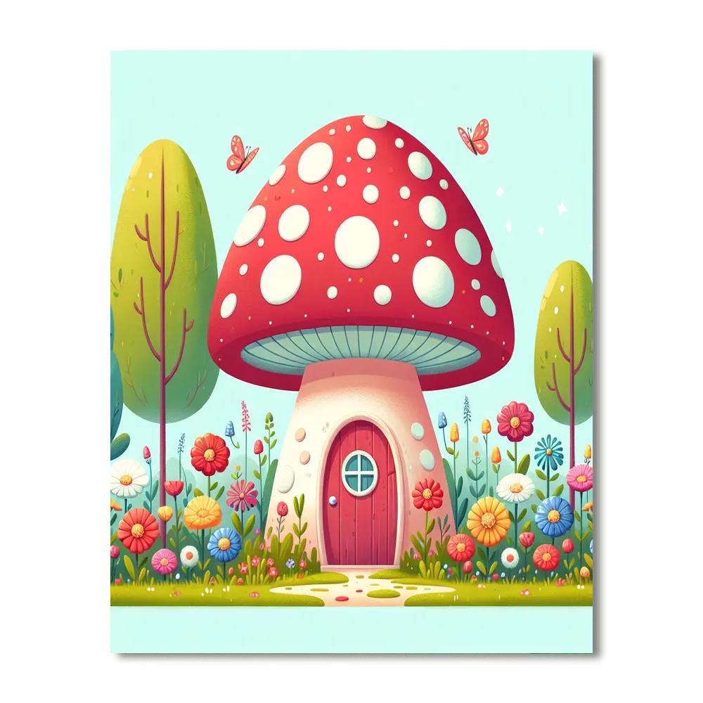 Charming Toadstool House Painting By Numbers Kit