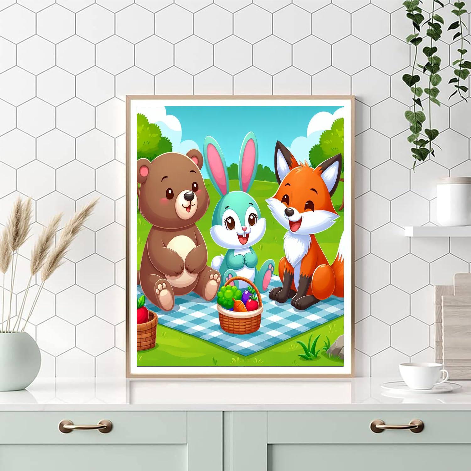 Joyful Animals Picnic Painting By Numbers Kit
