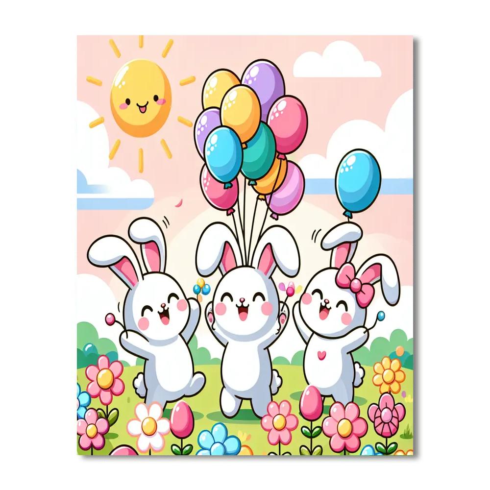 Bouncing Bunny Party Paint By Numbers Art