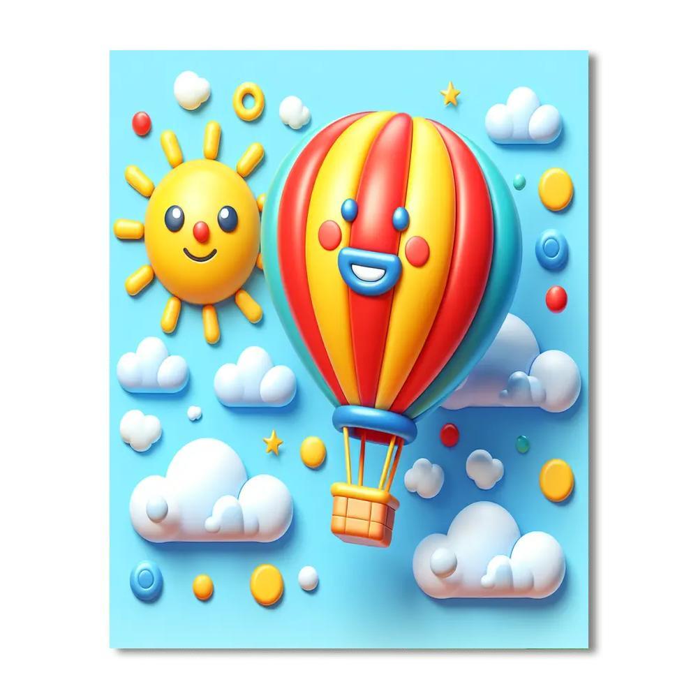 Cheerful Hot Air Balloon Paint By Numbers Art