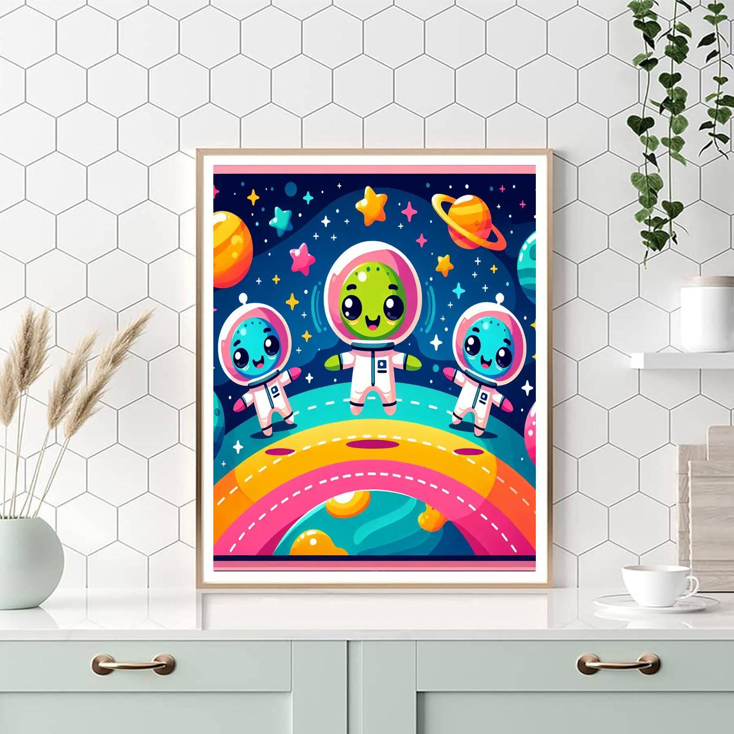 Space Adventure With Friendly Aliens Paint By Color