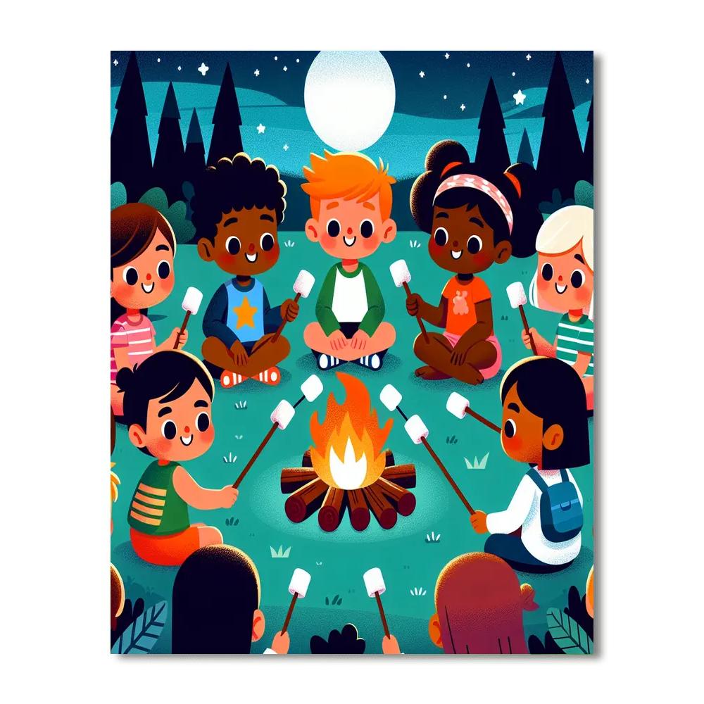 Dreamy Starry Night Campout Paint By Numbers Art