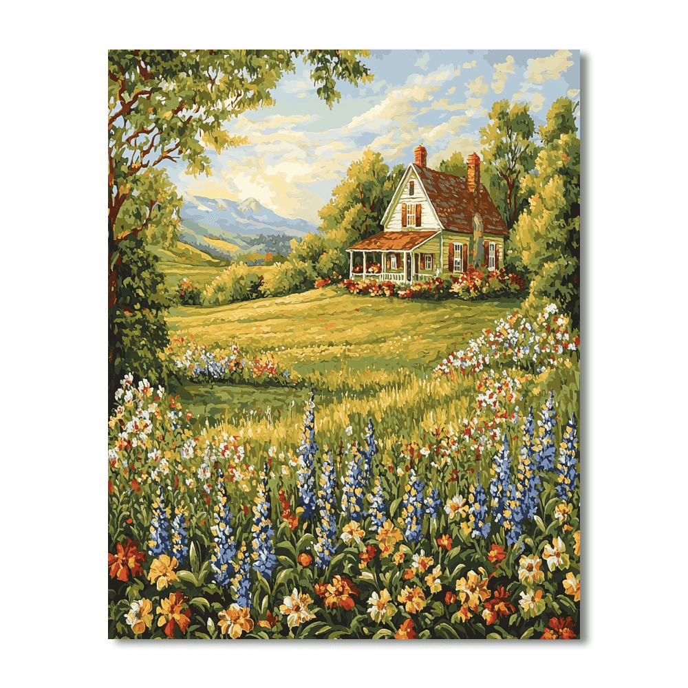 Grant Wood Inspired Charming Farmstead  Paint By Numbers Art