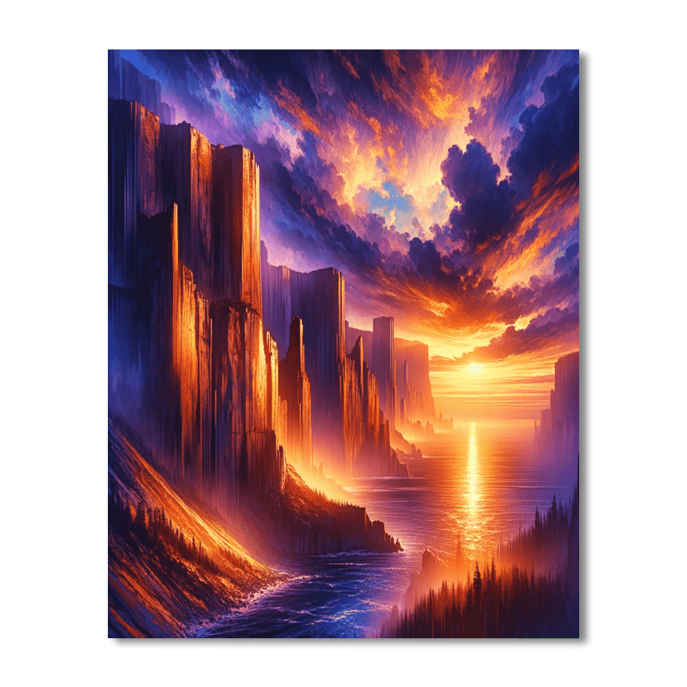 Radiant Sunset Cliffs Painting By Numbers Kit
