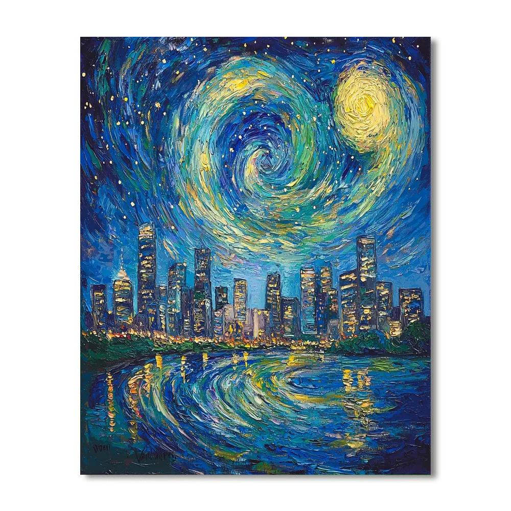 Vincent Van Gogh Inspired Starry City Lights  Numbered Painting Kits