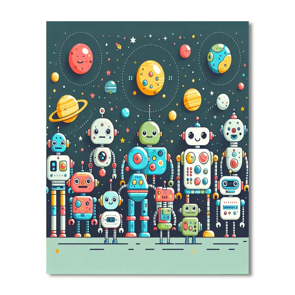 Space Robot Crew DIY Paint By Numbers