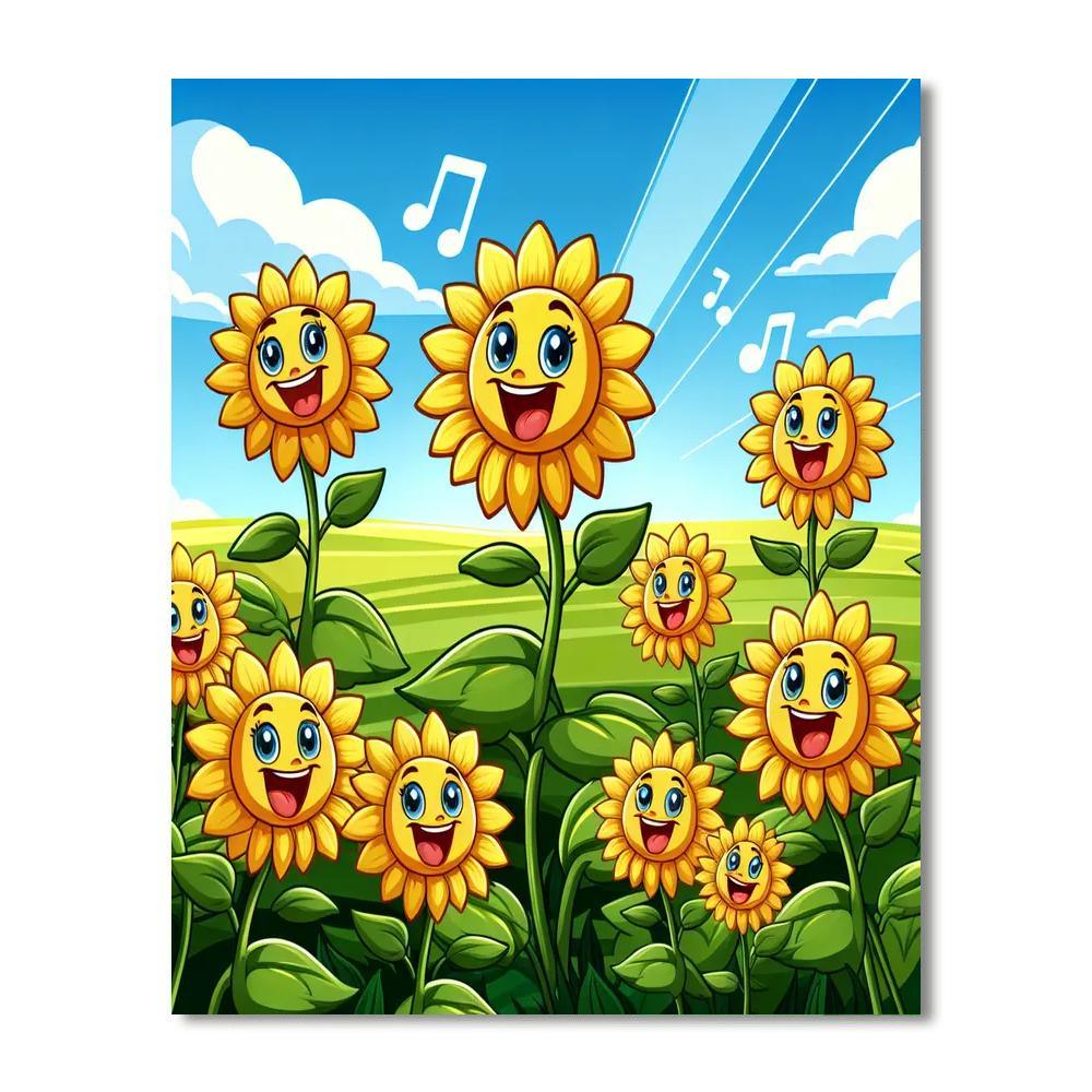 Singing Sunflowers Paint By Numbers Art