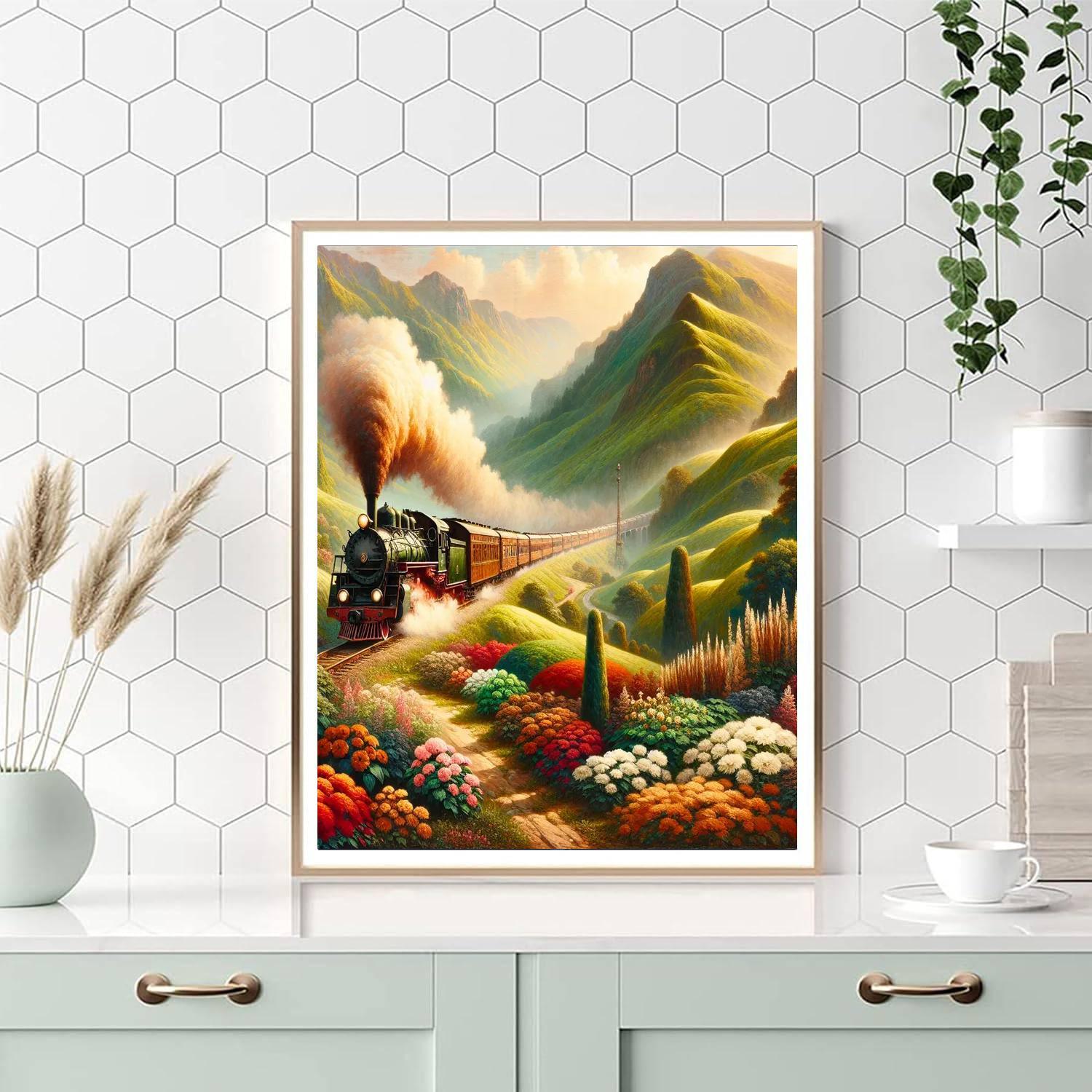 Charming Vintage Train Ride Numbered Painting Kits