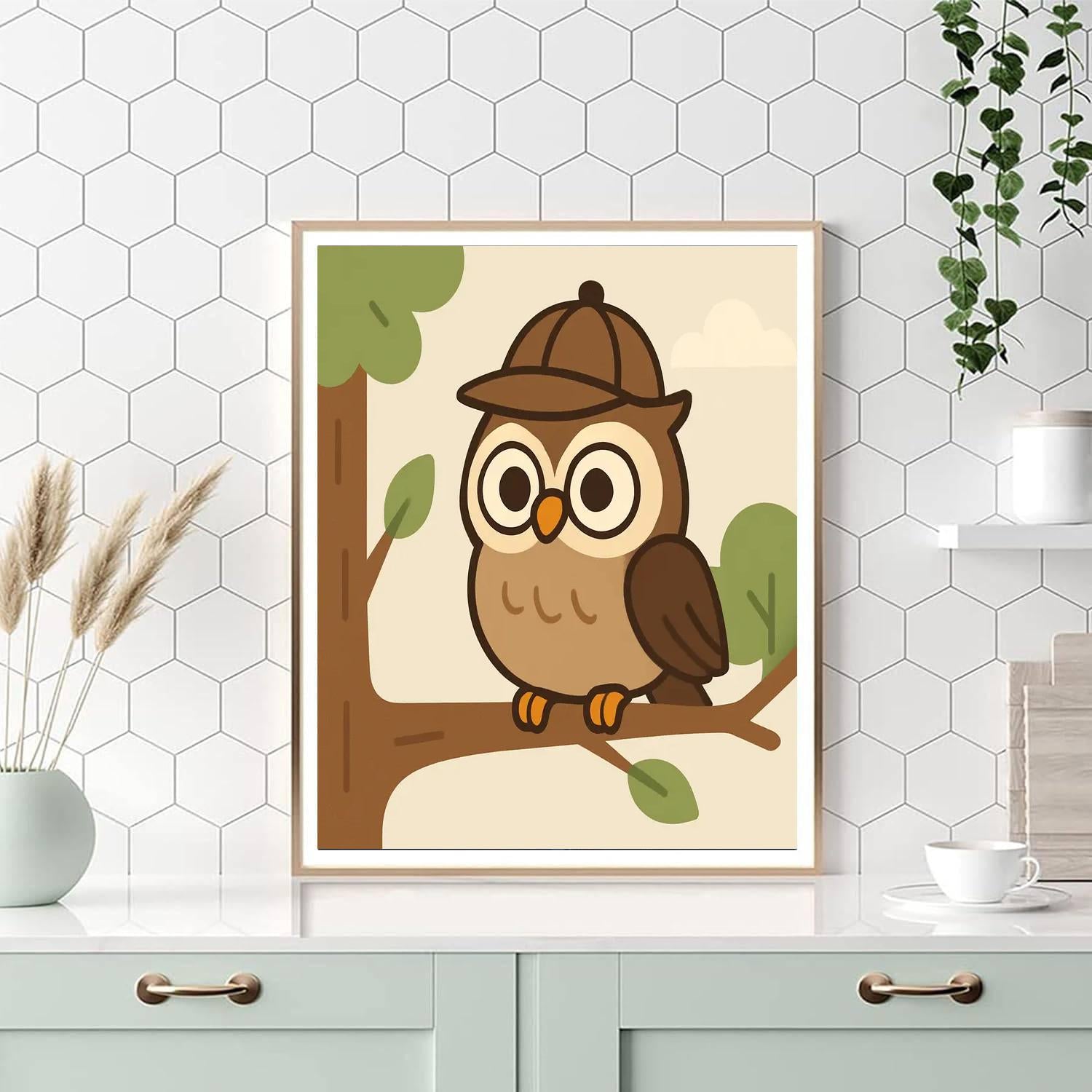 Clever Detective Owl Numbered Painting Kits