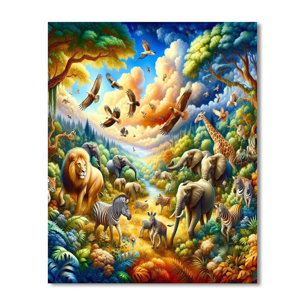 Joyful Animal Safari Painting Number Kit