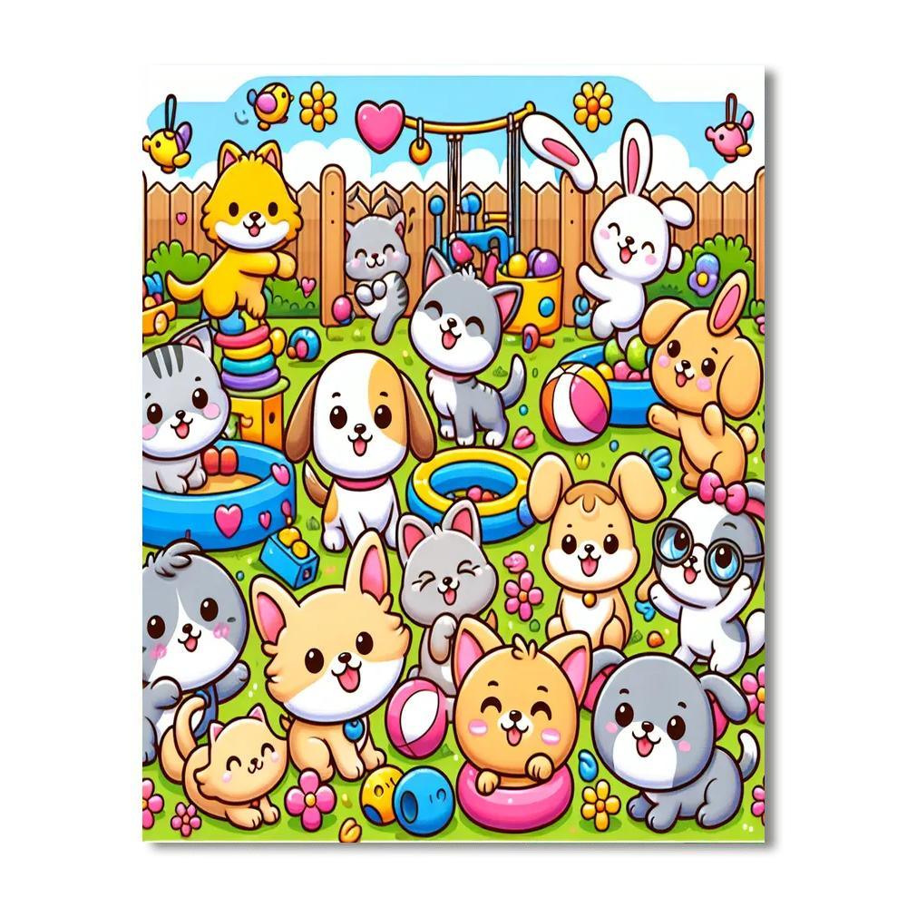 Colorful Pet Playground Paint By Color