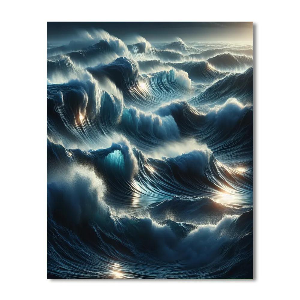 Oceanic Tidal Symphony Number Painting