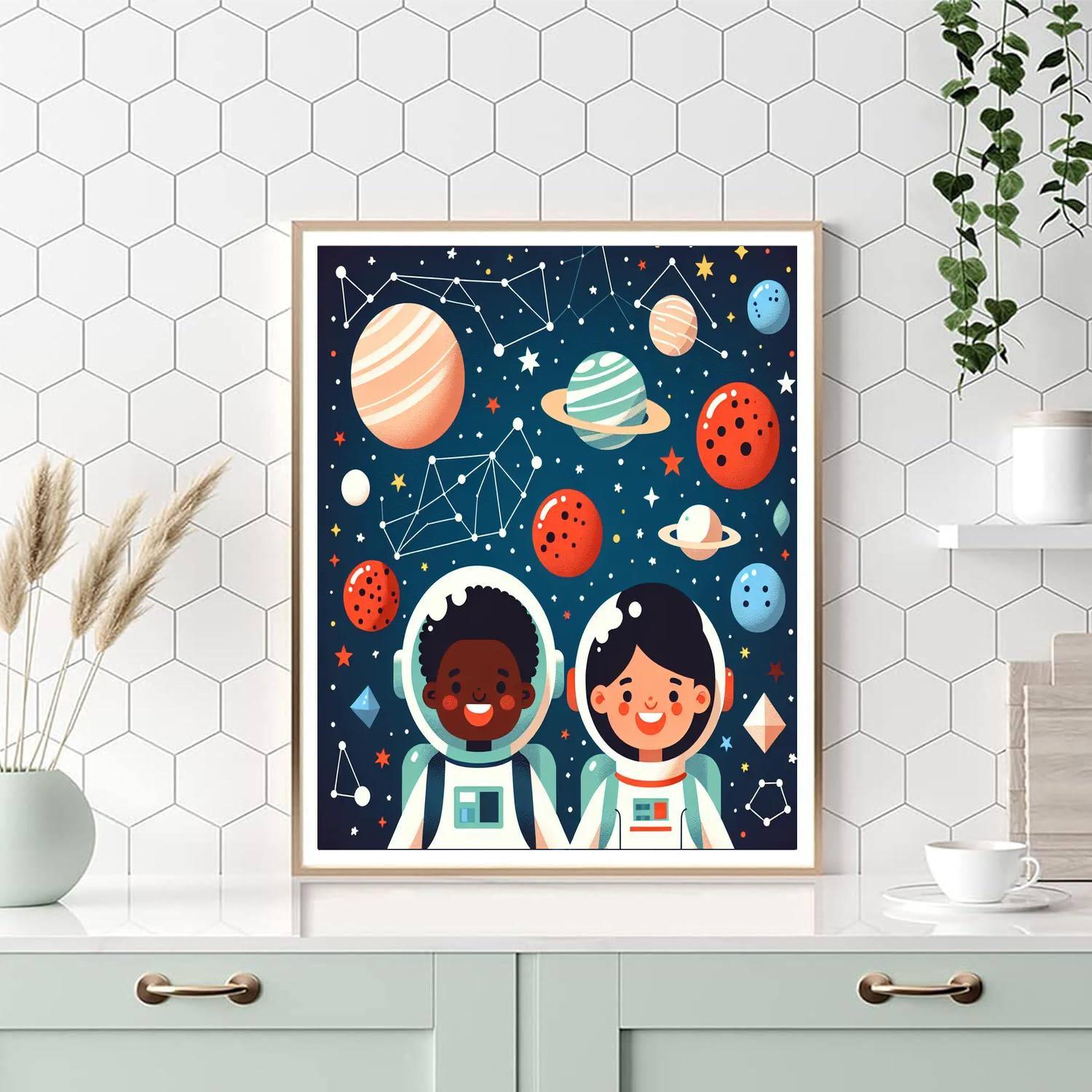 Astronauts In Space Number Painting