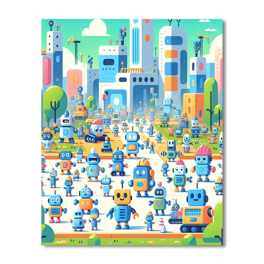 Adventurous Robot Realm Numbered Painting Kits
