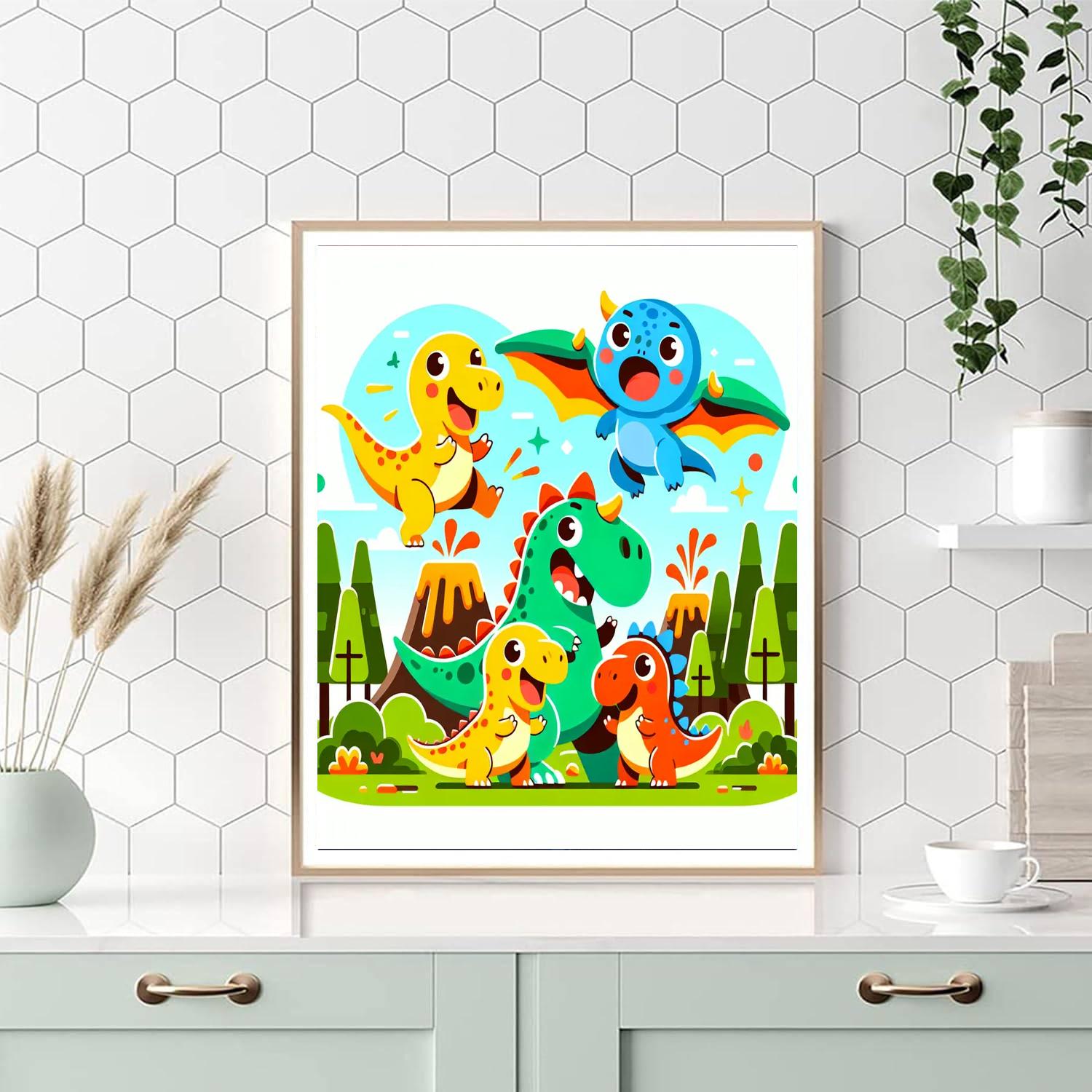 Bouncy Dinosaur Family Painting By Numbers Kit