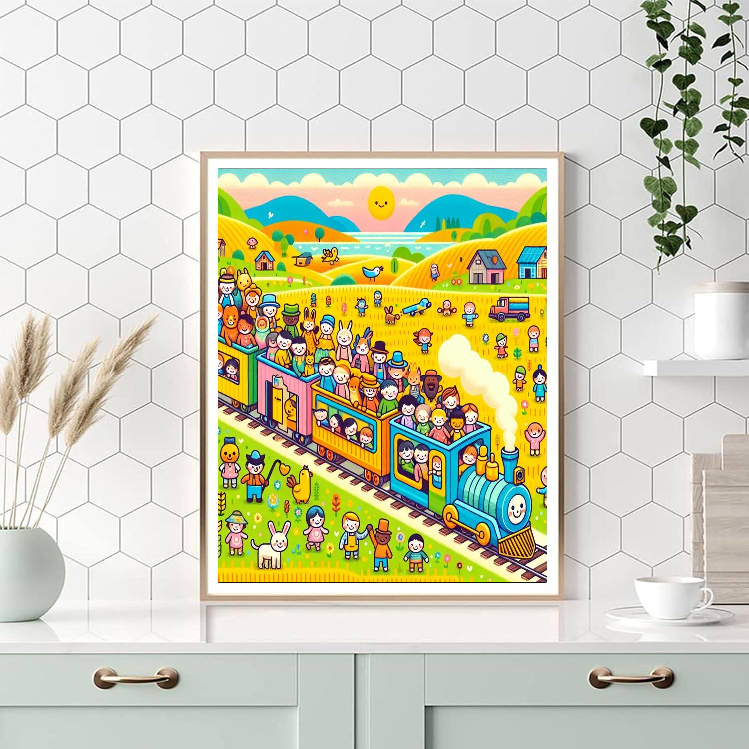 Joyful Train Ride Paint By Numbers Art