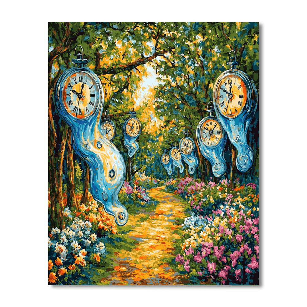 Salvador Dali Inspired Surrealist Clock Garden  Paint By Numbers Art