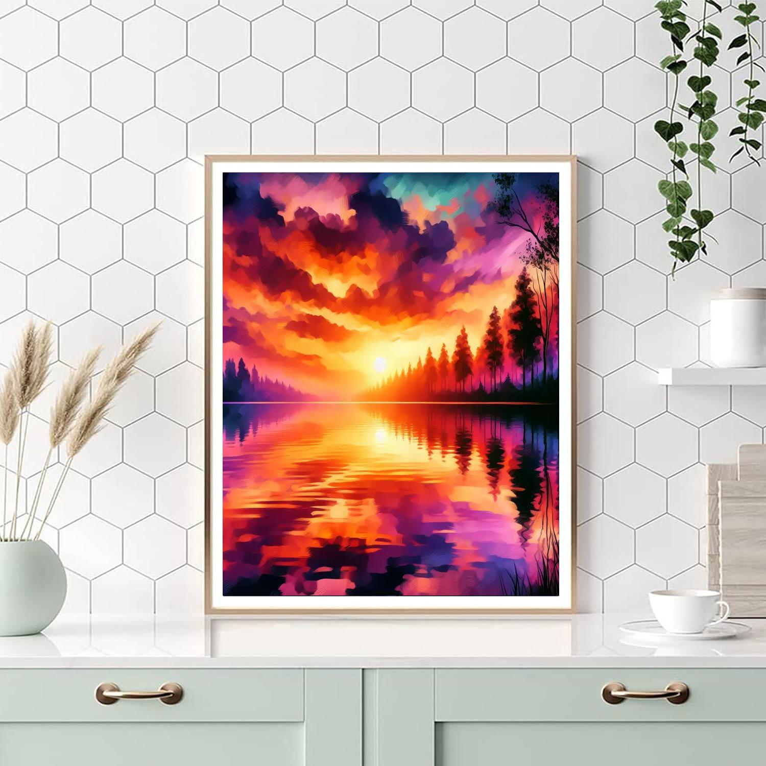 Dreamy Sunset At The Lake Paint By Color