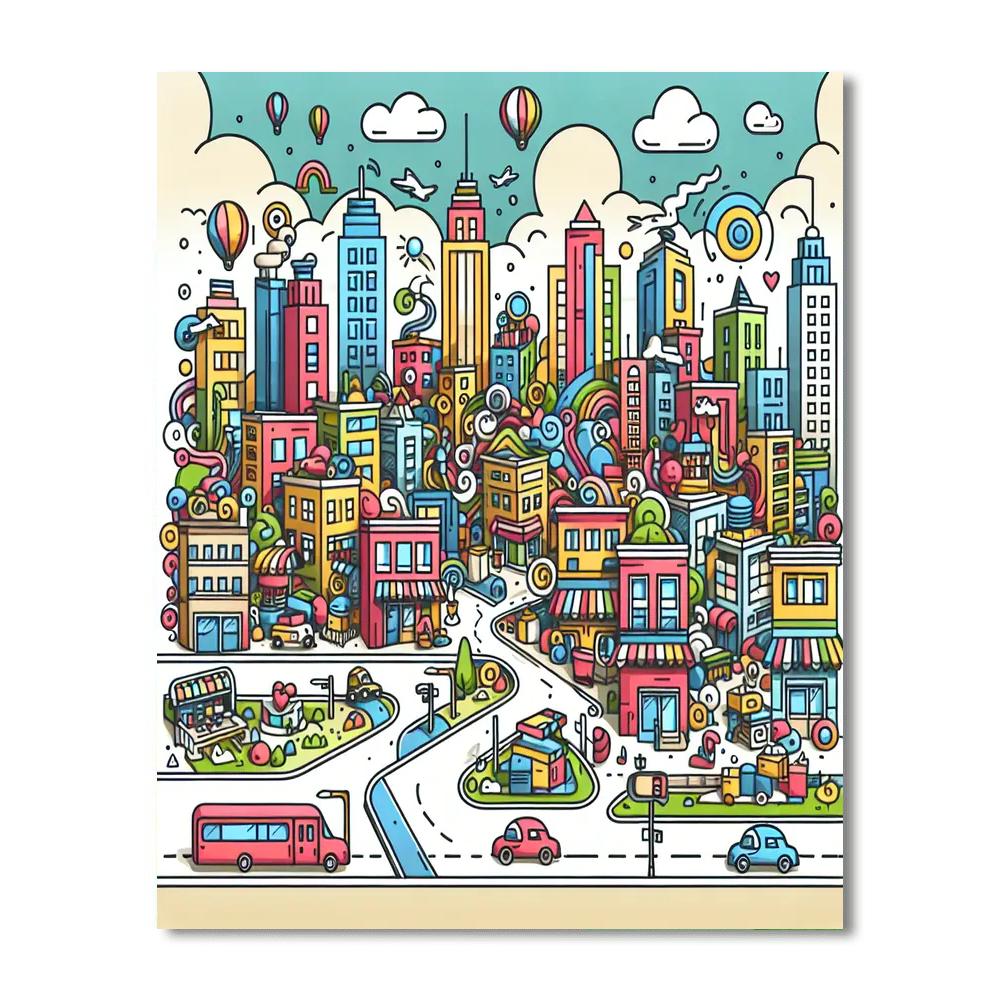 Creative Cityscape Constructions Paint By Numbers Art