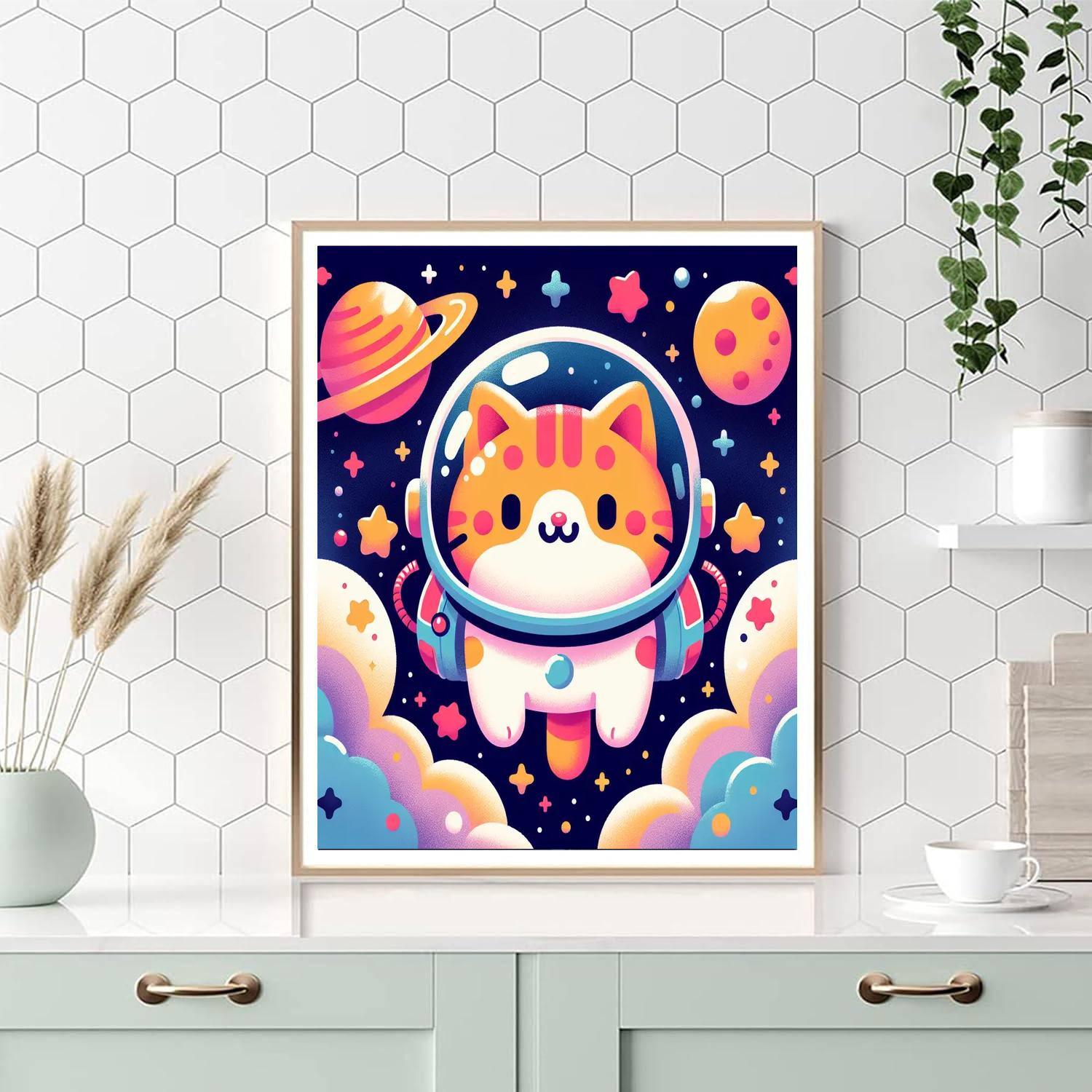 Exploring Space Cat Paint By Numbers Art