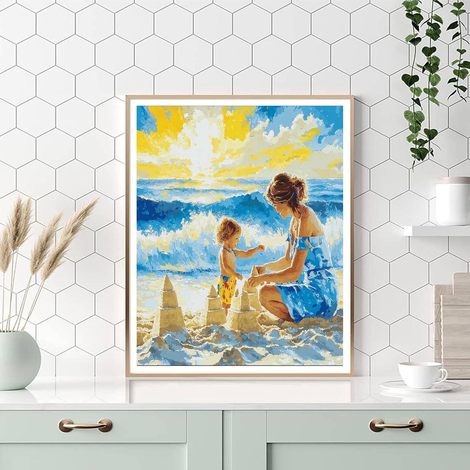 Mom And Me By The Sea Painting Number Kit