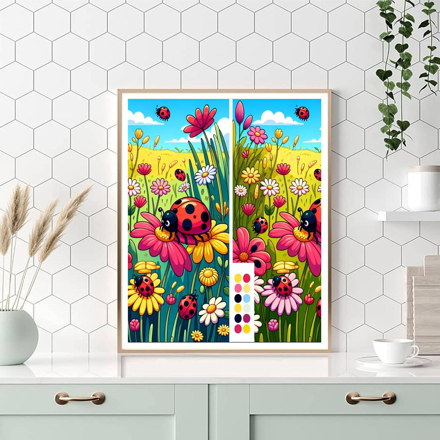 Lovely Ladybug Meadow Painting Number Kit