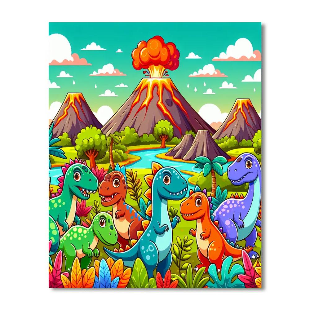 Dinosaurs Roaming Free Painting Number Kit