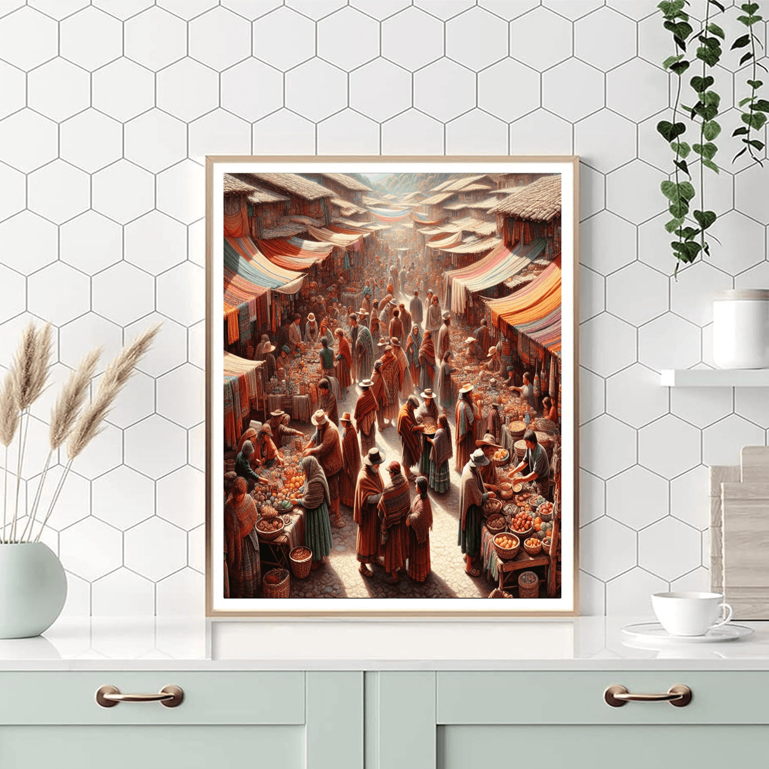 Quaint Village Marketplace Number Painting