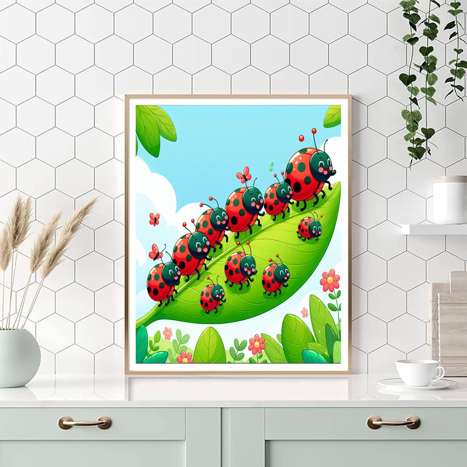Cheery Ladybug Parade Paint By Numbers Art