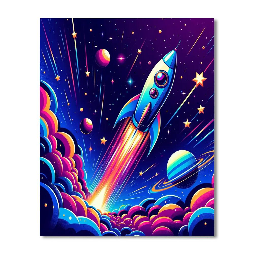 Colorful Cosmic Adventure Painting Number Kit