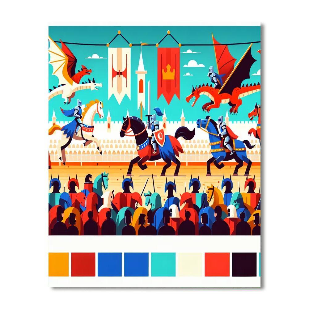 Knights And Dragons Joust Paint By Color