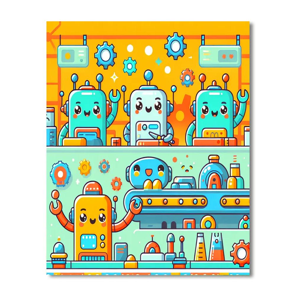 Charming Robot Factory Painting Number Kit