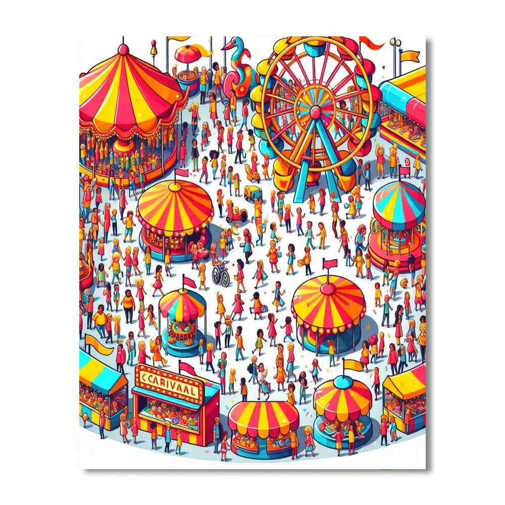Playful Carnival Whirl Number Painting