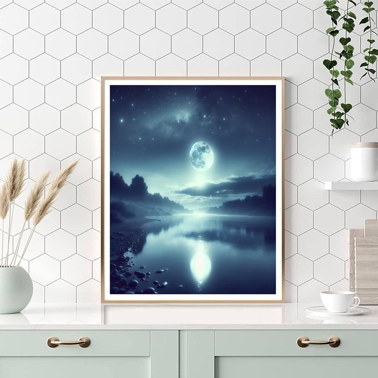Moonlit Riverbank Paint By Numbers Art