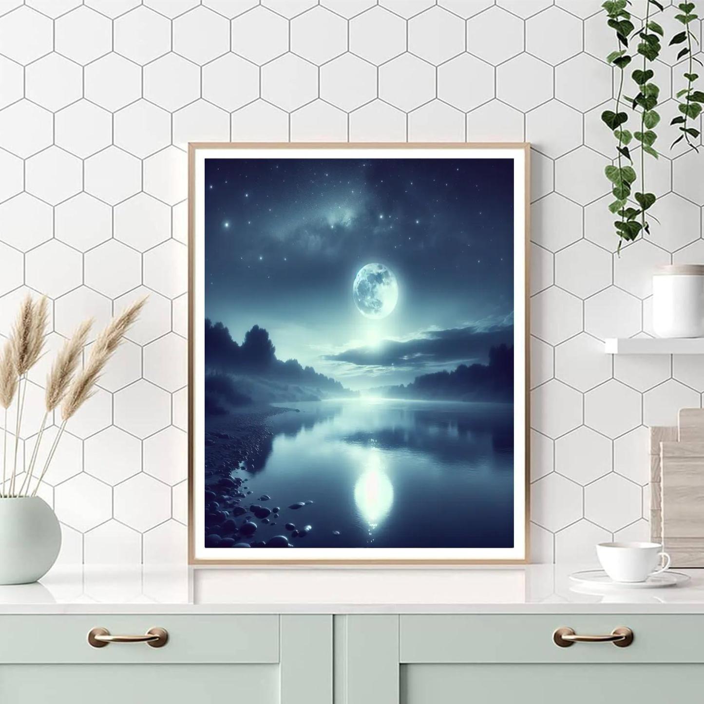 Moonlit Riverbank Paint By Numbers Art