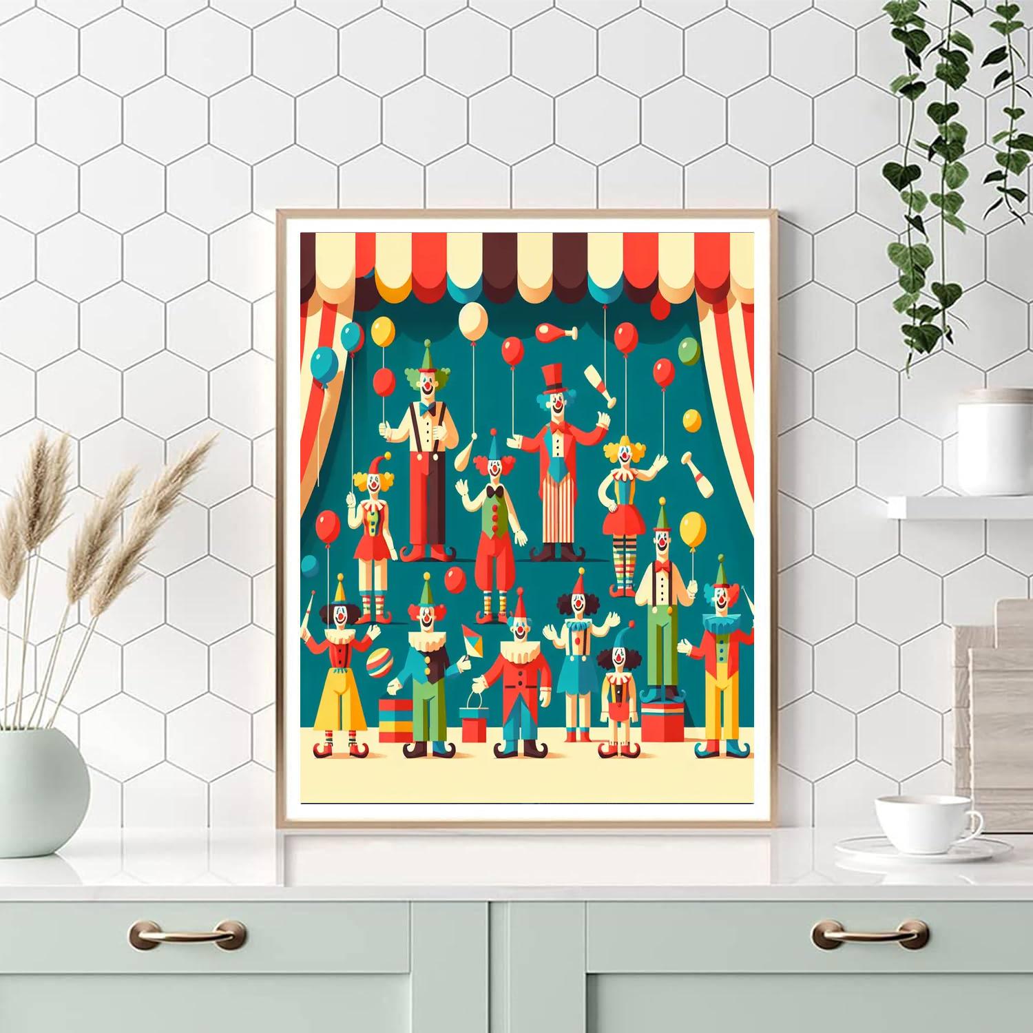 Festive Clown Circus Painting Number Kit