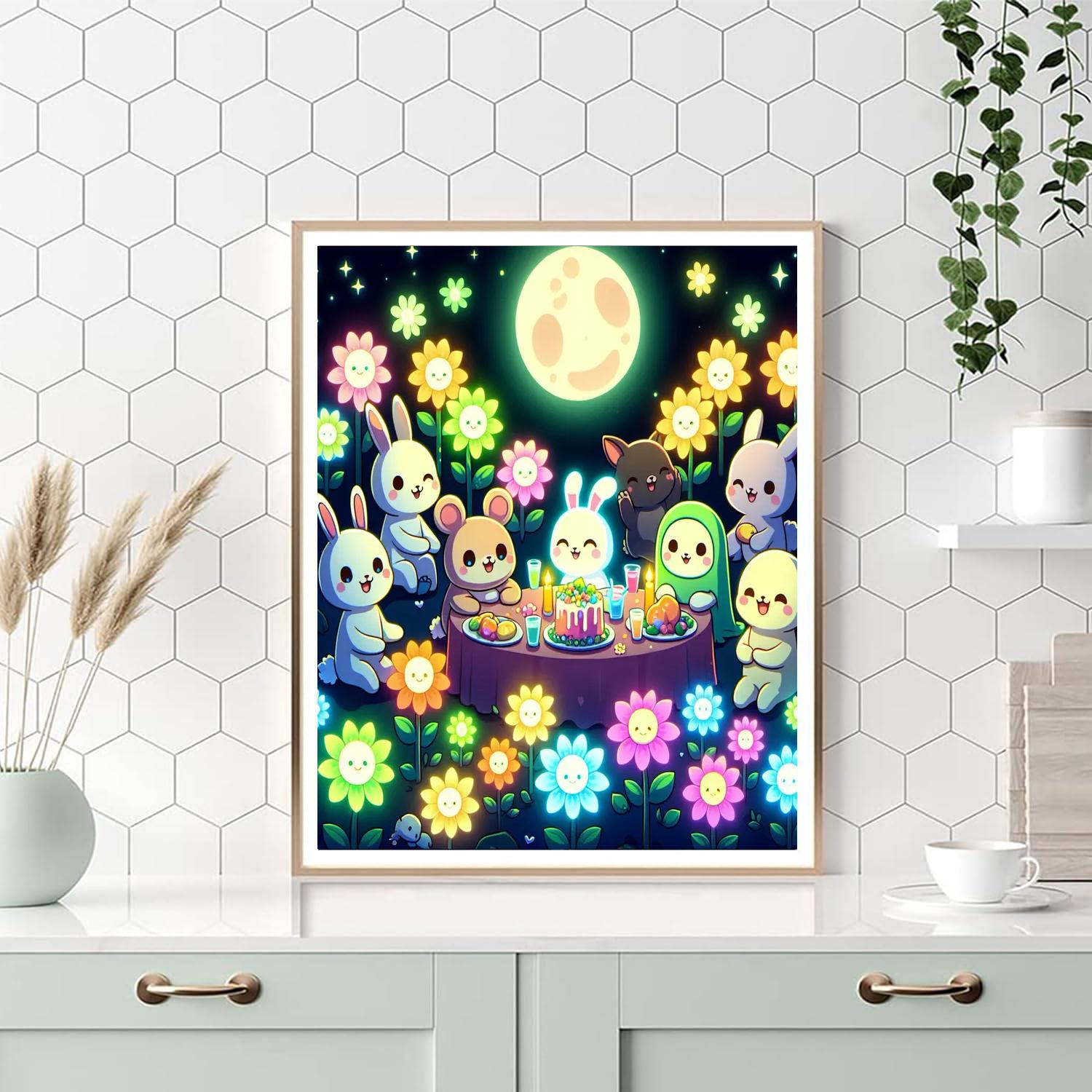 Moonlit Garden Party Number Painting
