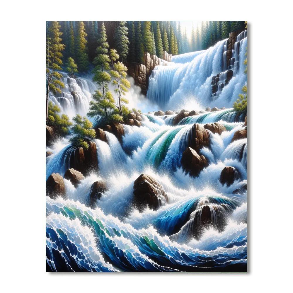 Energetic Waterfall Journey Painting By Numbers Kit